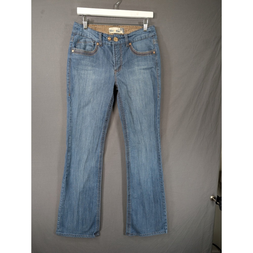 Blue‎ Epic Womens Bootcut Jeans Blue Denim Size 8 Mid Rise Stretch